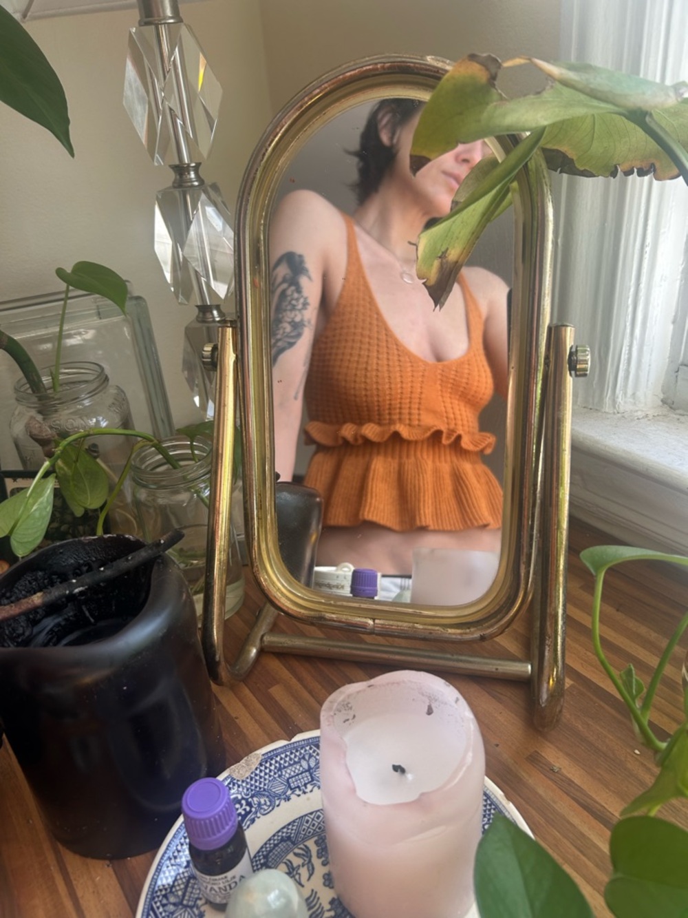 Peplum and Ruffle Knit Tank Top